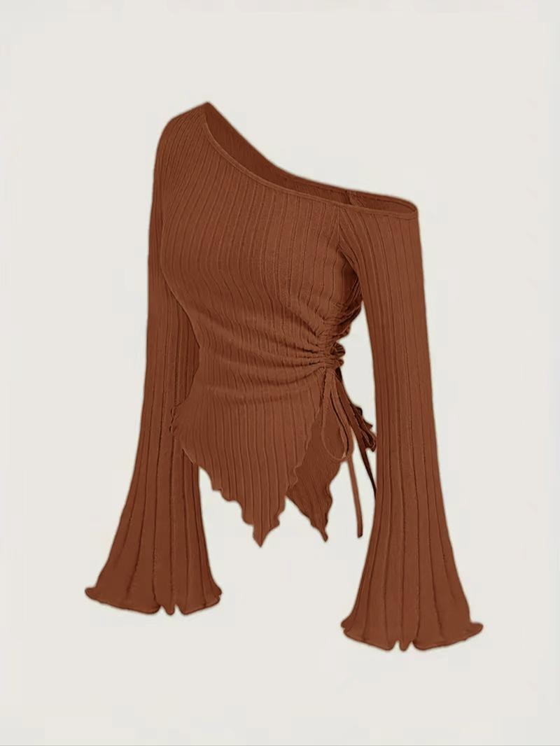 Malaga Asymmetric Ribbed Top  Drako™️