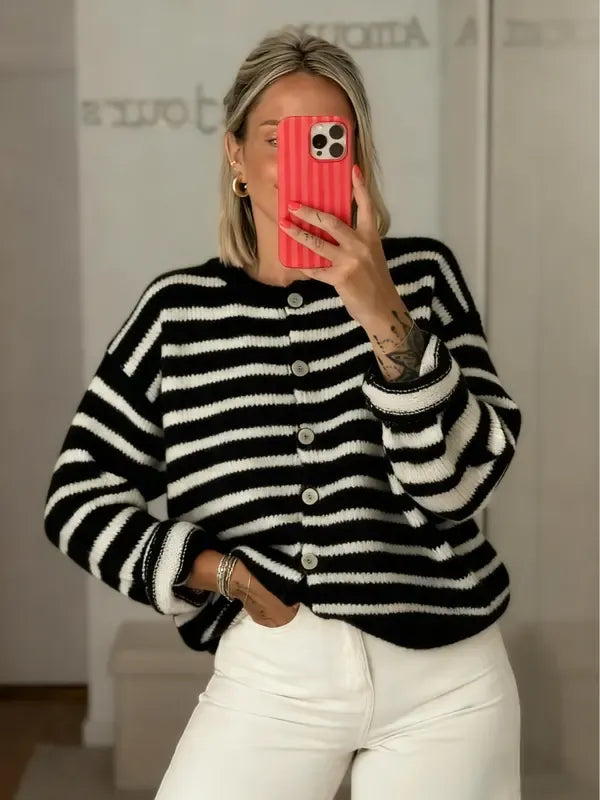 Calidora Striped Knit Cardigan  Drako™️