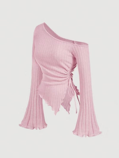 Malaga Asymmetric Ribbed Top  Drako™️