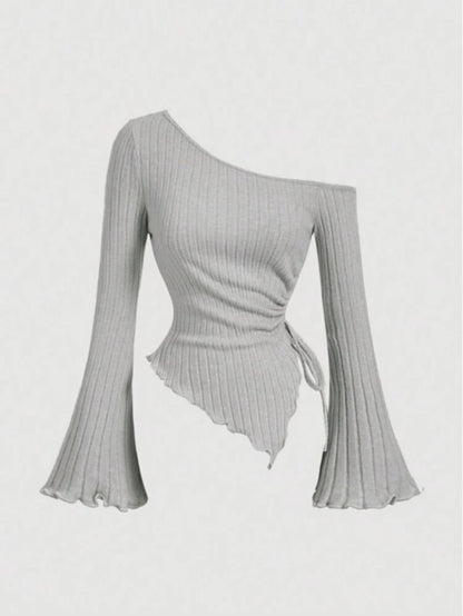 Malaga Asymmetric Ribbed Top  Drako™️