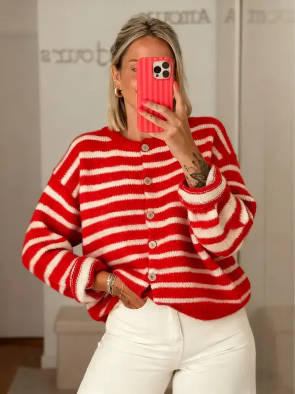 Calidora Striped Knit Cardigan  Drako™️