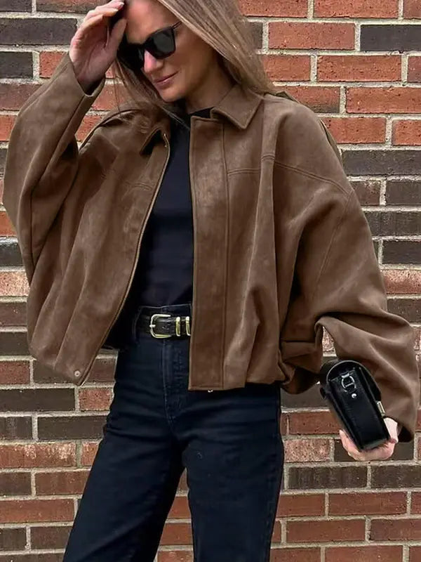 Cortona Cropped Leather Jacket  Drako™️