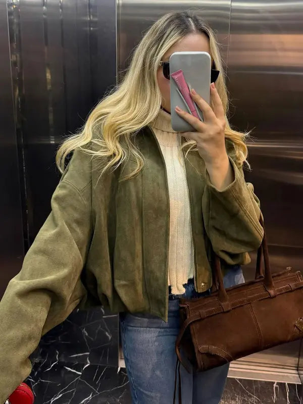 Cortona Cropped Leather Jacket  Drako™️