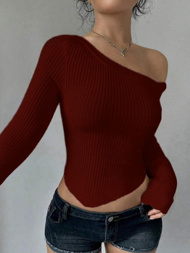 Alba Ribbed Off-Shoulder Knit Top  Drako™️