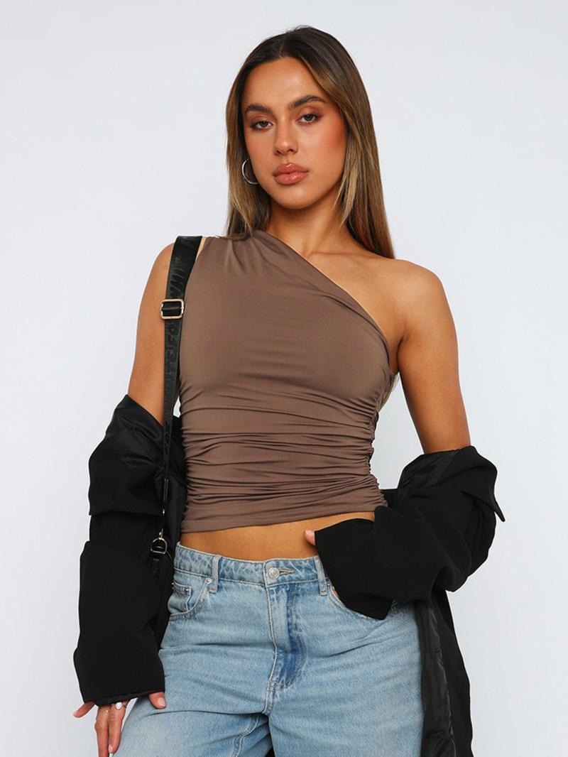 Valmora One-Shoulder Ruched Top  Drako™️