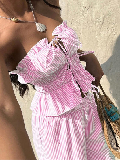 Positano Pinstripe Bandeau Set  Drako™️