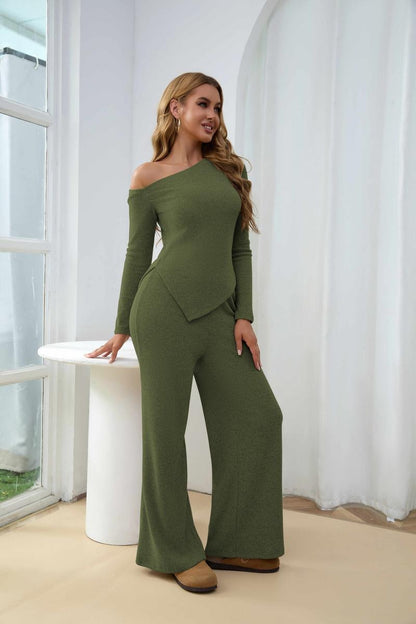 Calabria Ribbed One-Shoulder Set  Drako™️