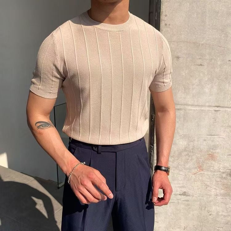 Monaco Ribbed Knit T-Shirt  Drako™️