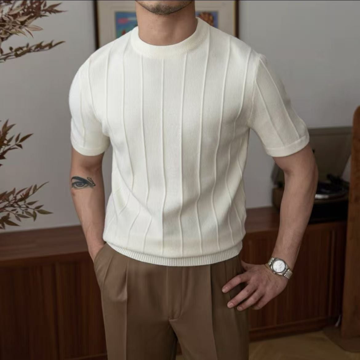 Monaco Ribbed Knit T-Shirt  Drako™️