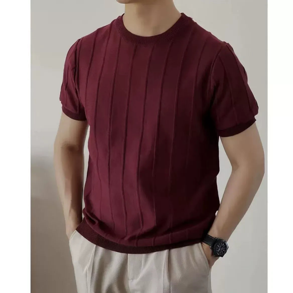 Monaco Ribbed Knit T-Shirt  Drako™️