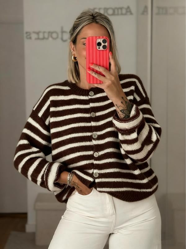 Calidora Striped Knit Cardigan  Drako™️