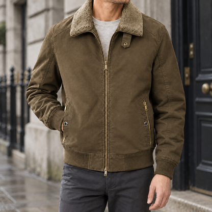 Ronan Fleece Collar Jacket - Brown