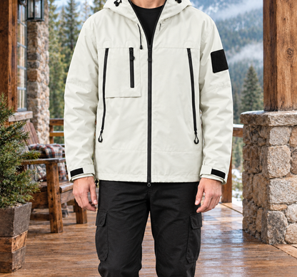 Hunter Hooded Utility Jacket - Ivory White, worn