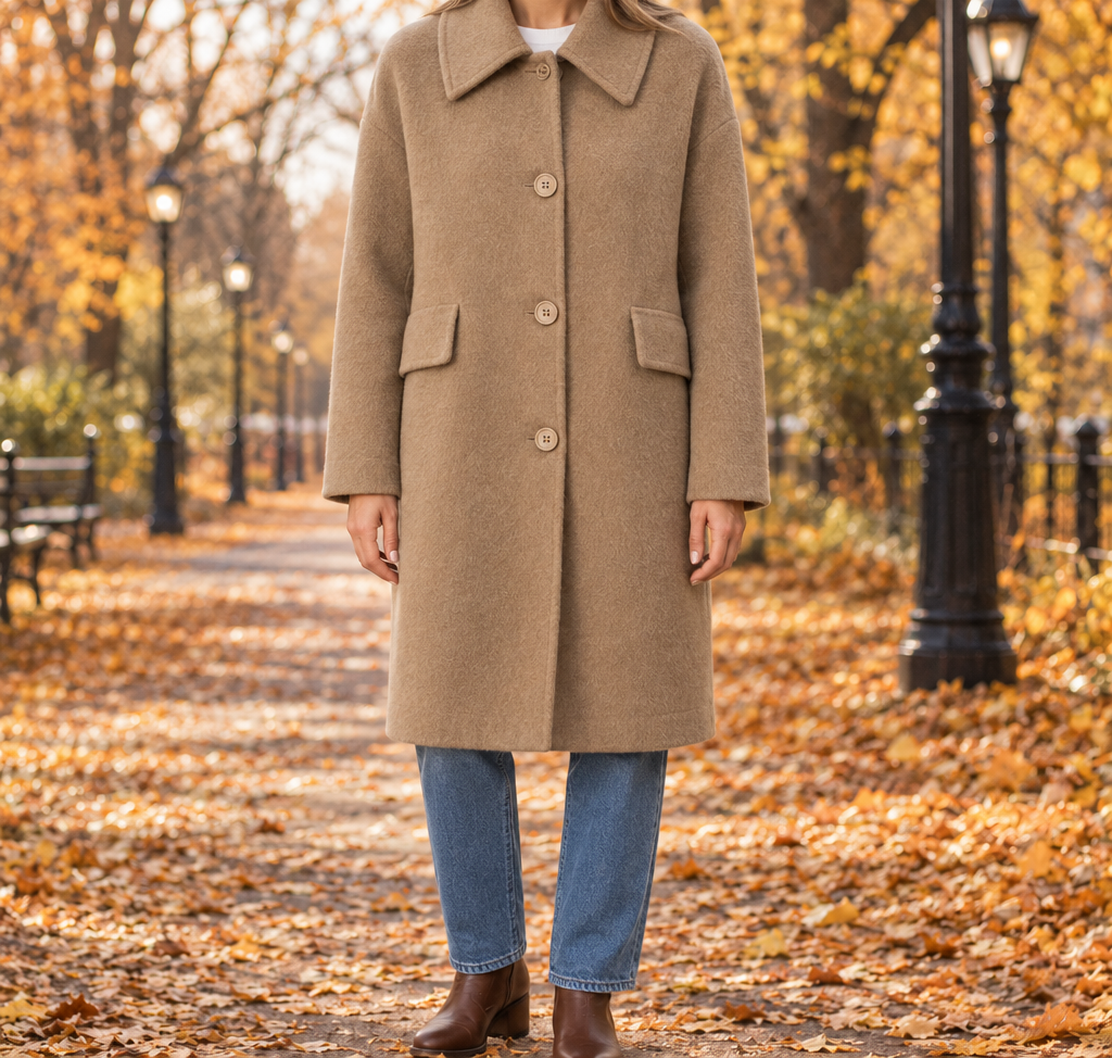 Madison Brushed Point-Collar Coat  Drako™️ jackets