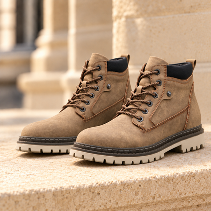 Wyatt Lug-Sole Lace-Up Boots - Khaki, full pair