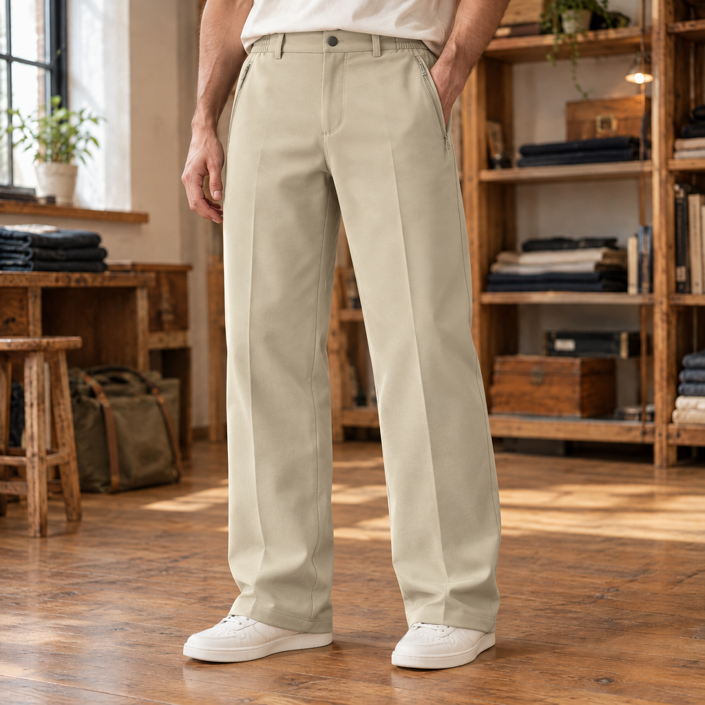 Scott Fleece-Lined Softshell Trousers - Khaki, worn, full trousers