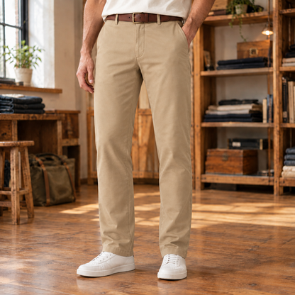 Connor Four-Way Stretch Trousers - Khaki, worn, full trousers