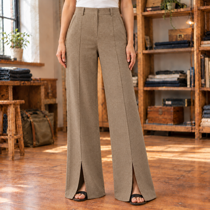 Monica Slit-Hem Wide-Leg Trousers  Drako™️ trousers