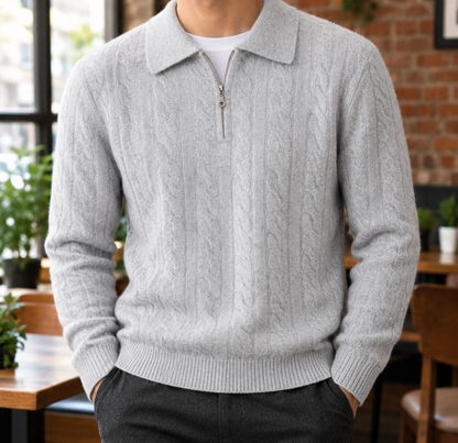 Henry Cable-Knit Zip Polo  Drako™️ tops