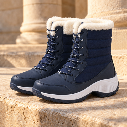 Holly Faux-Fur Lined Snow Boots - Navy Blue, full pair