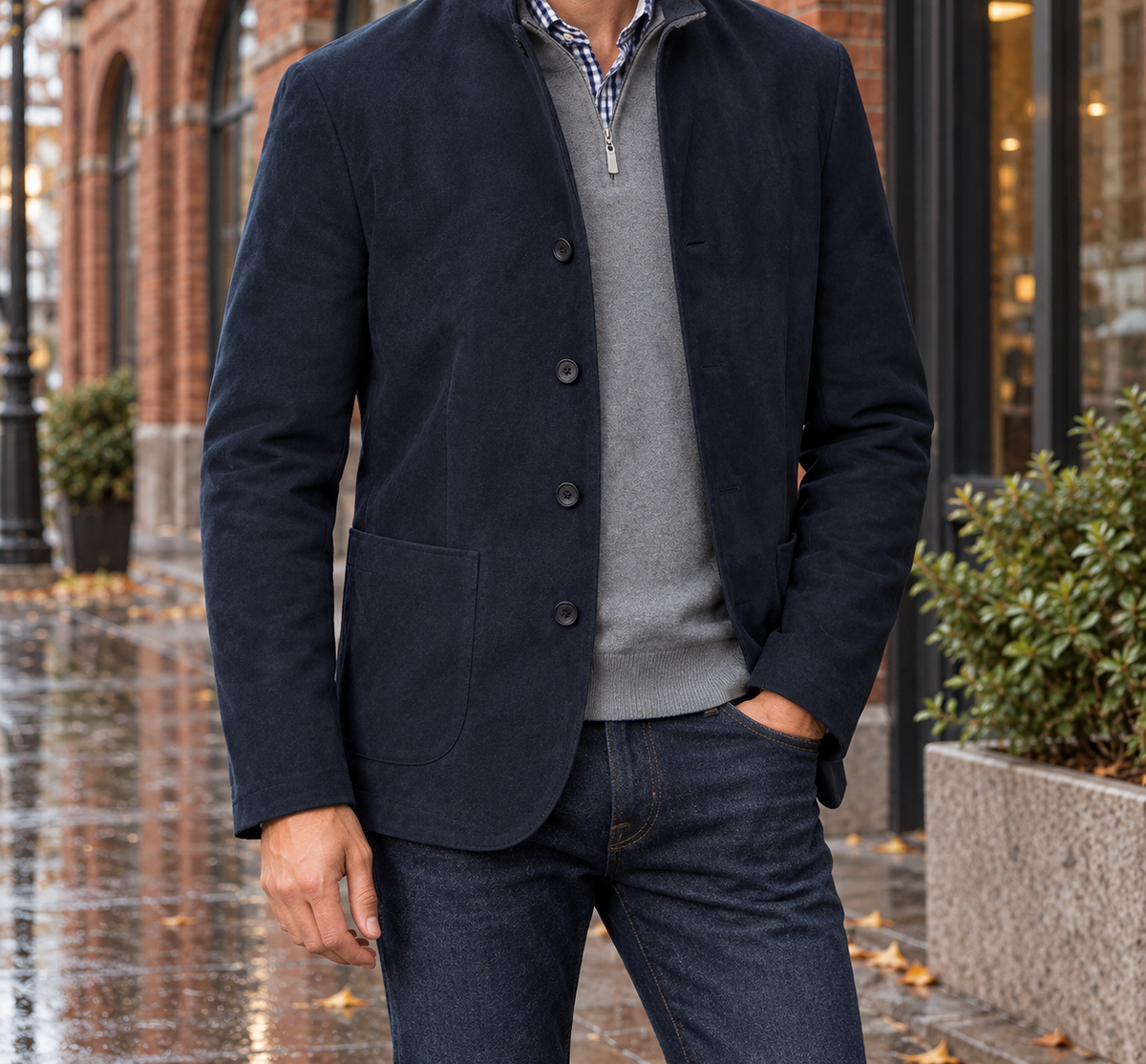 Wesley Suede-Look Stand-Collar Jacket  Drako™️ jackets
