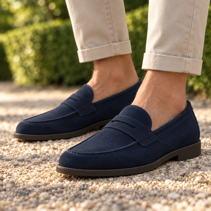 Wesley Lug-Sole Suede Penny Loafers  Drako™️ shoes