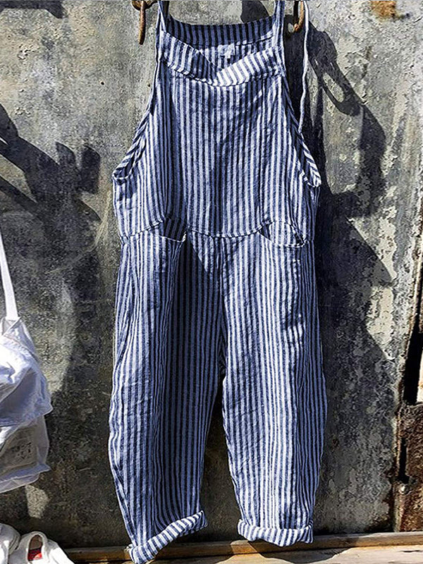 Women's Striped Wide Leg Overalls  Drako™️