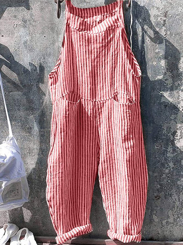Women's Striped Wide Leg Overalls  Drako™️