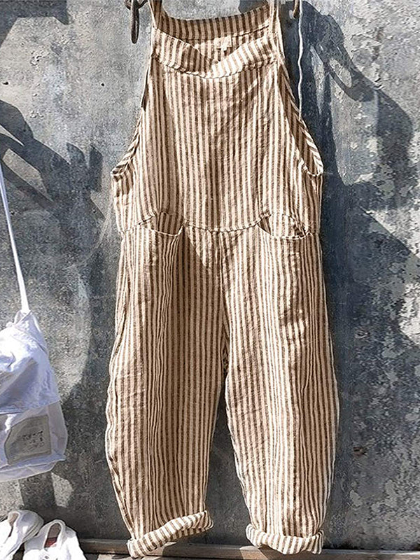 Women's Striped Wide Leg Overalls  Drako™️