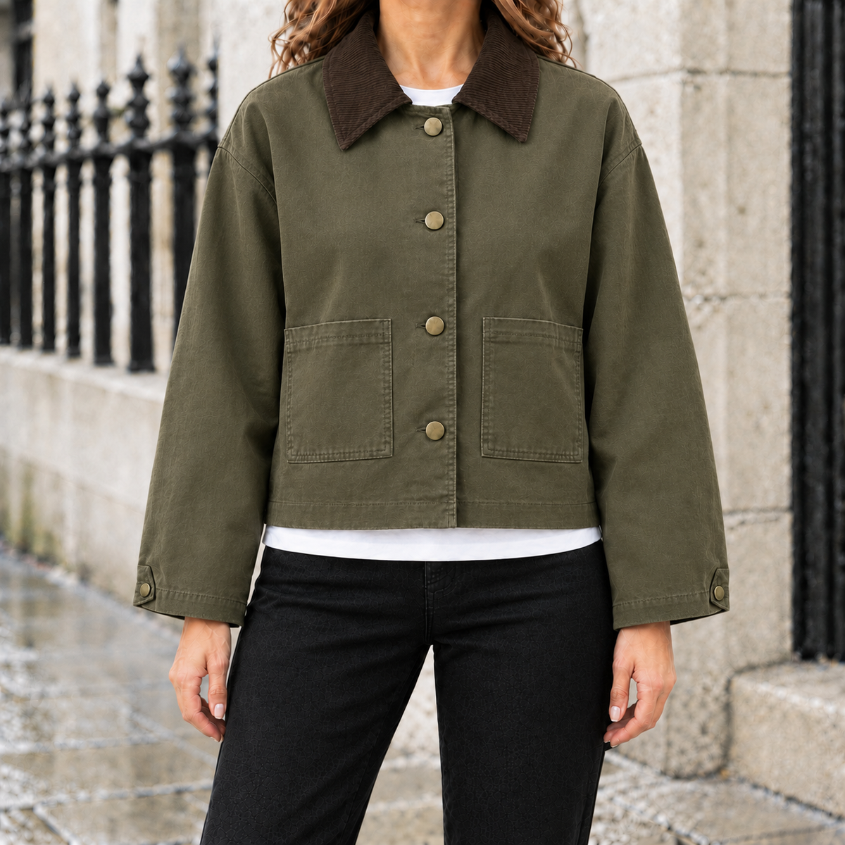Molly Cord-Collar Cropped Barn Jacket  Drako™️ jackets
