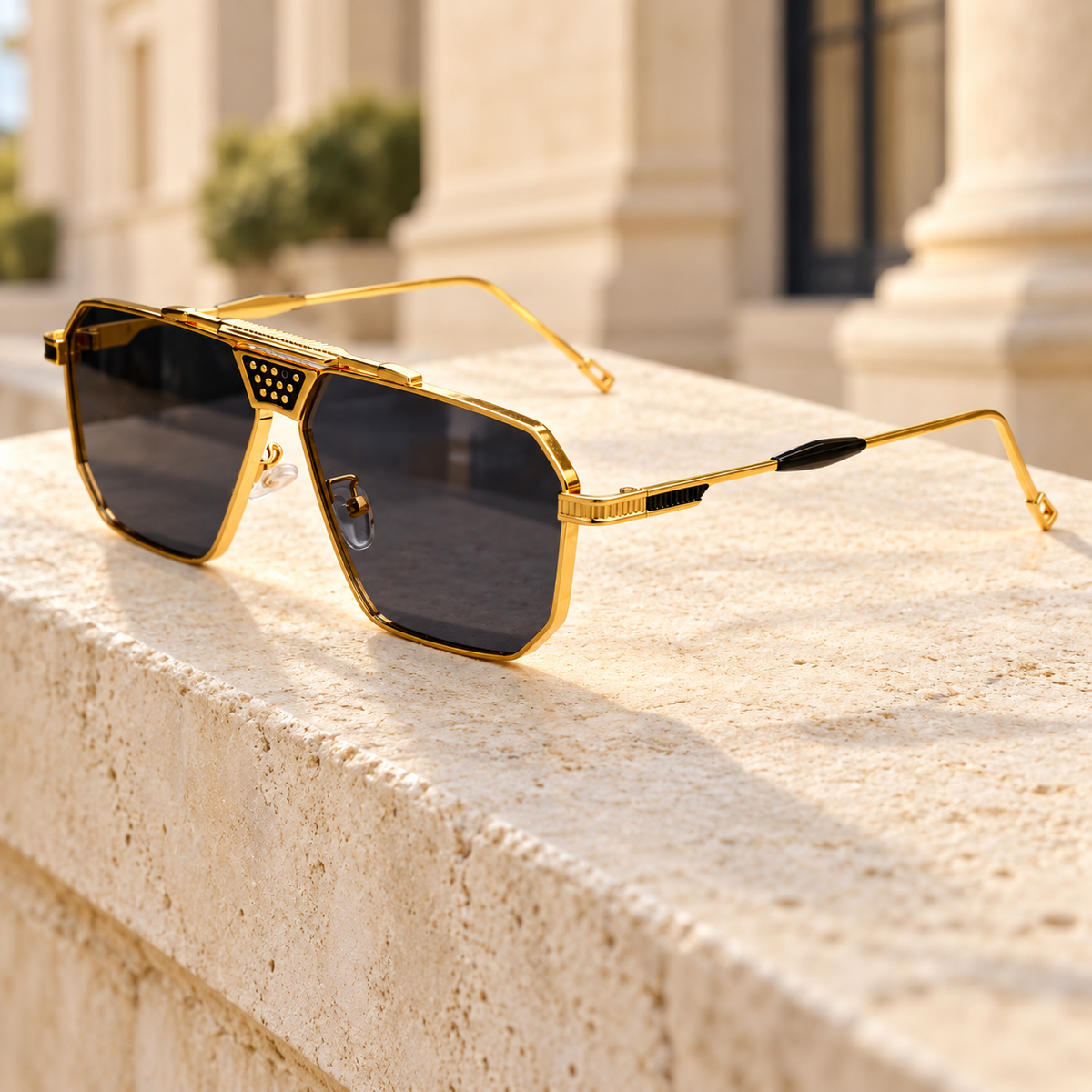 Dorian Octagonal Sunglasses — Onyx, full item