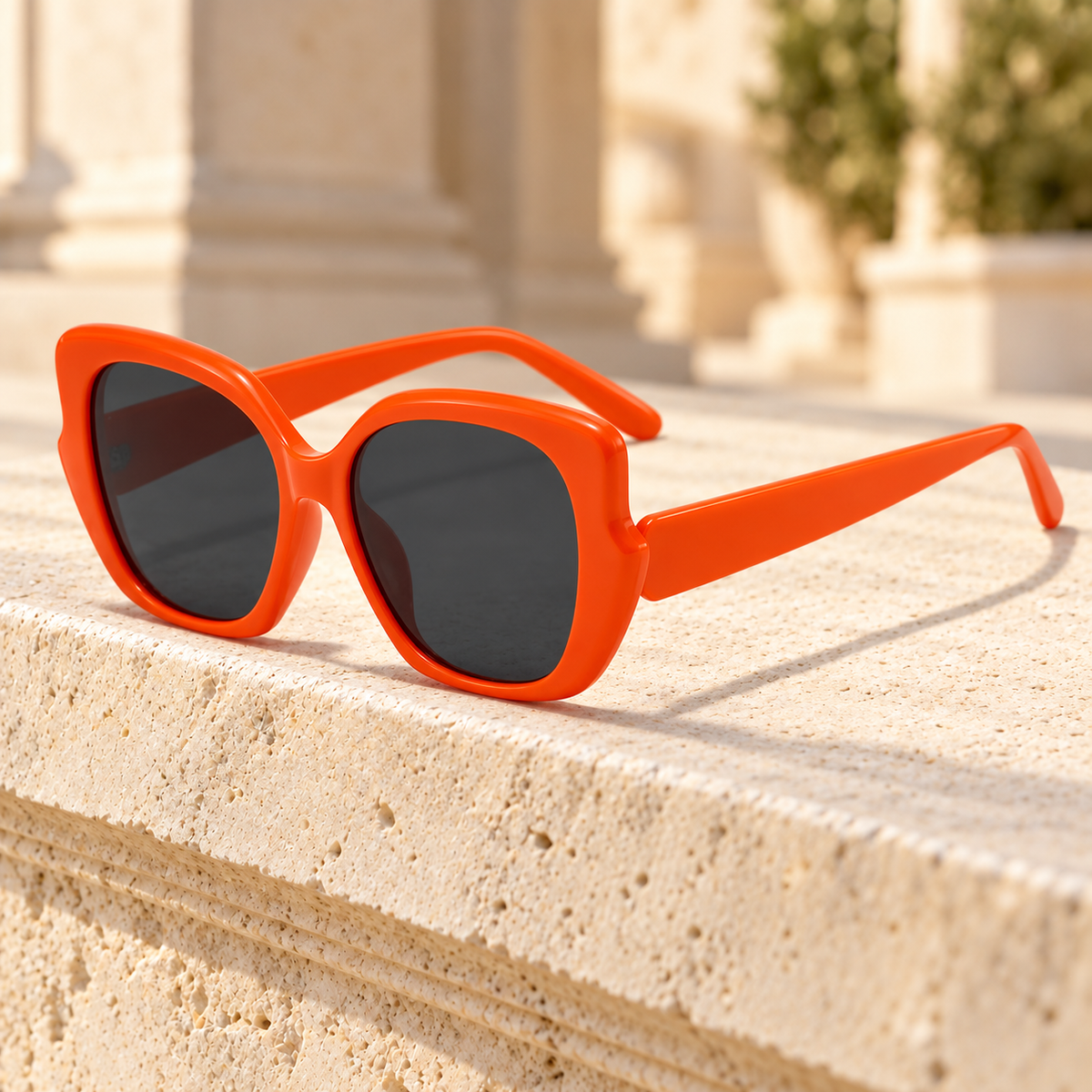 Casey Oversized Butterfly Sunglasses — Orange/Grey, full frame