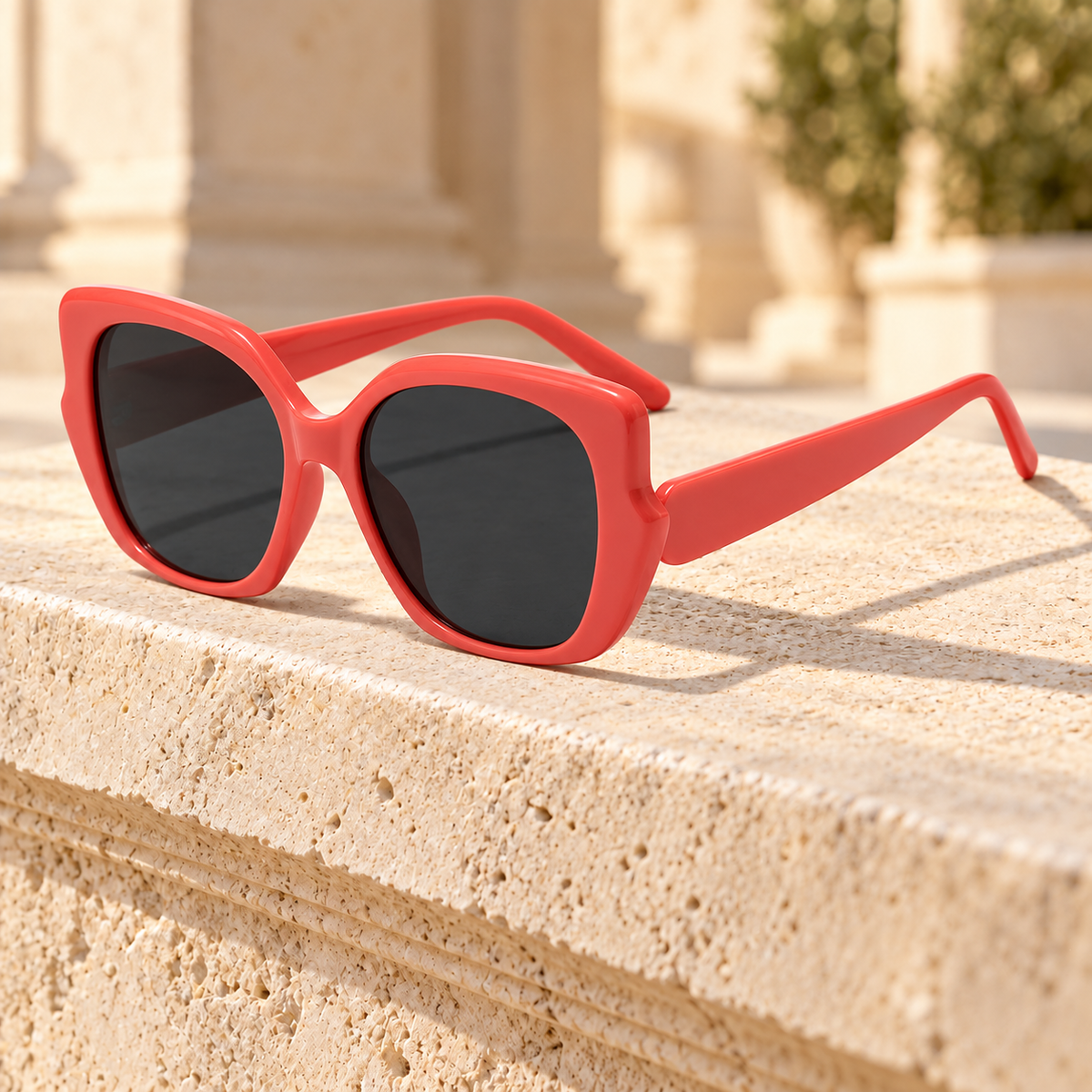Casey Oversized Butterfly Sunglasses — Pink/Grey, full frame