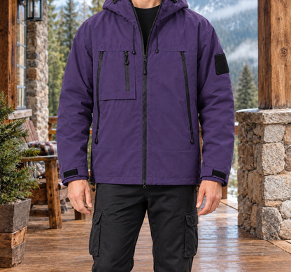 Hunter Hooded Utility Jacket - Purple, worn