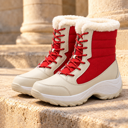 Holly Faux-Fur Lined Snow Boots - Red, full pair