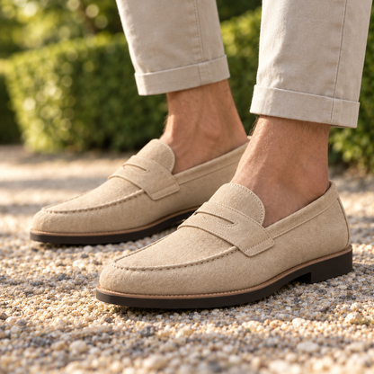 Wesley Lug-Sole Suede Penny Loafers  Drako™️ shoes