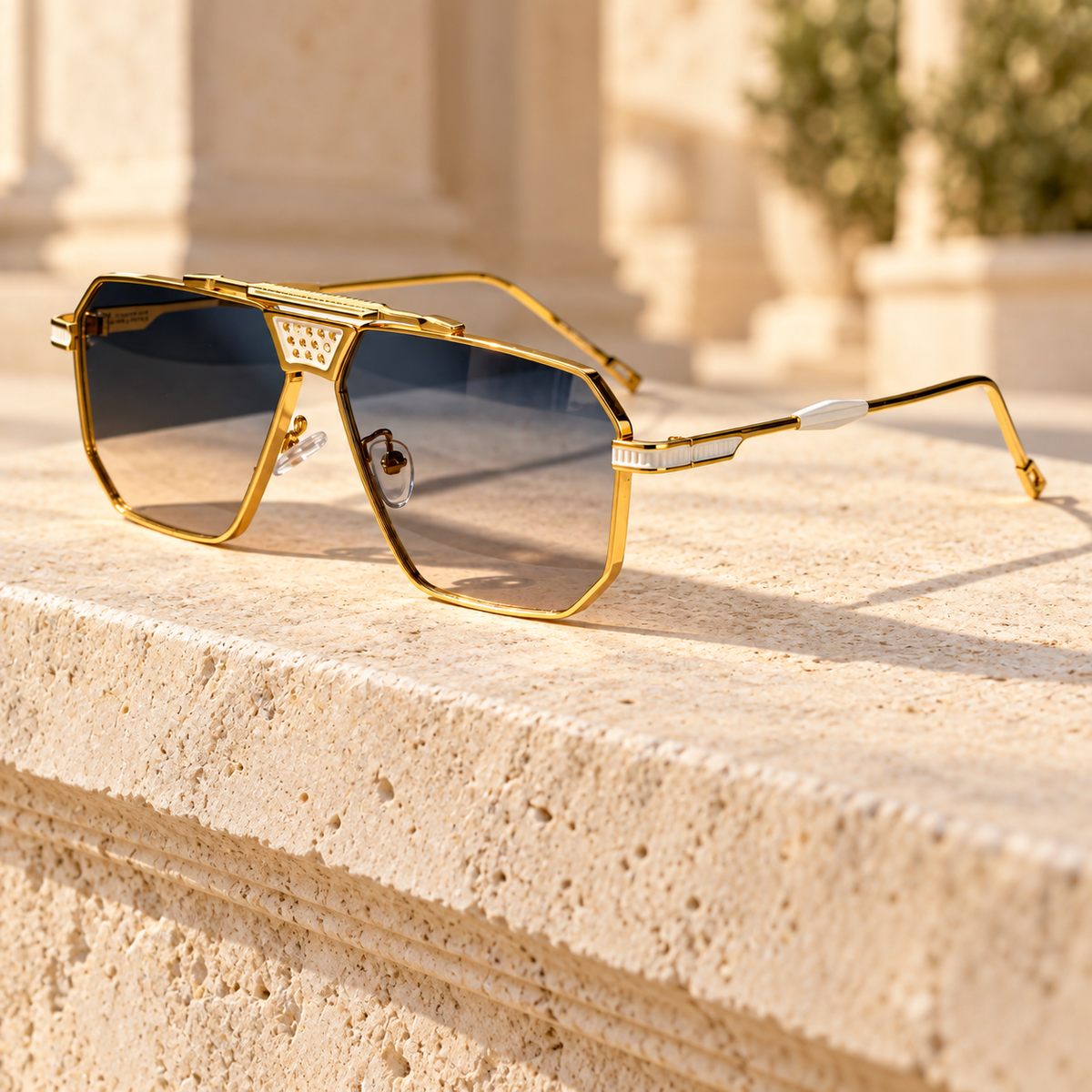 Dorian Octagonal Sunglasses — Slate, full item