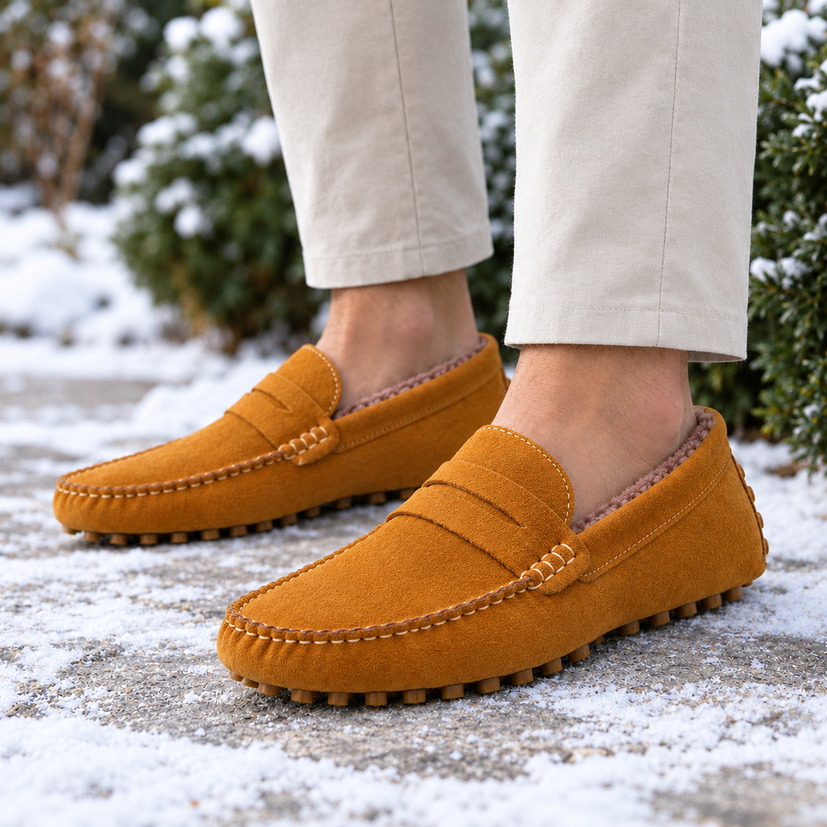 Hudson Fleece-Lined Suede Driving Loafers  Drako™️ shoes