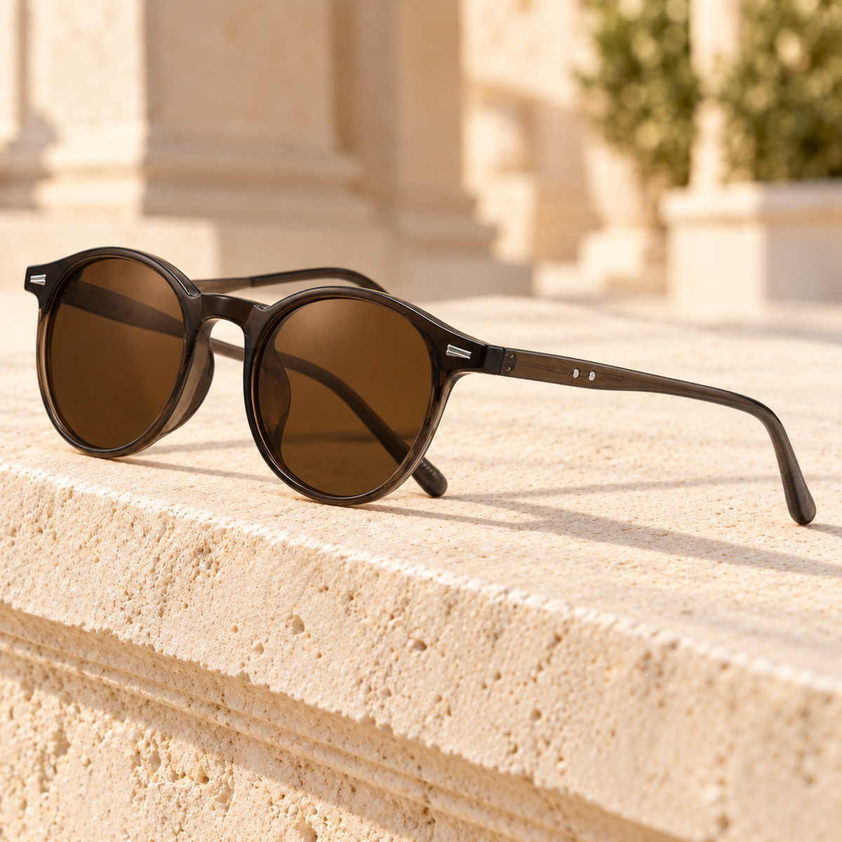 Jordan Round Acetate Sunglasses — Tea Brown, full frame
