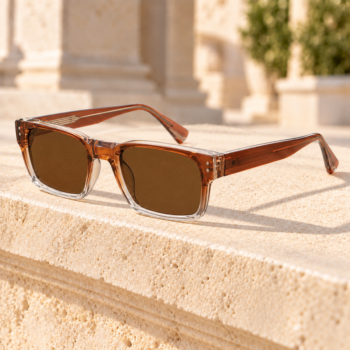 Parker Square Acetate Sunglasses — Tea, full frame