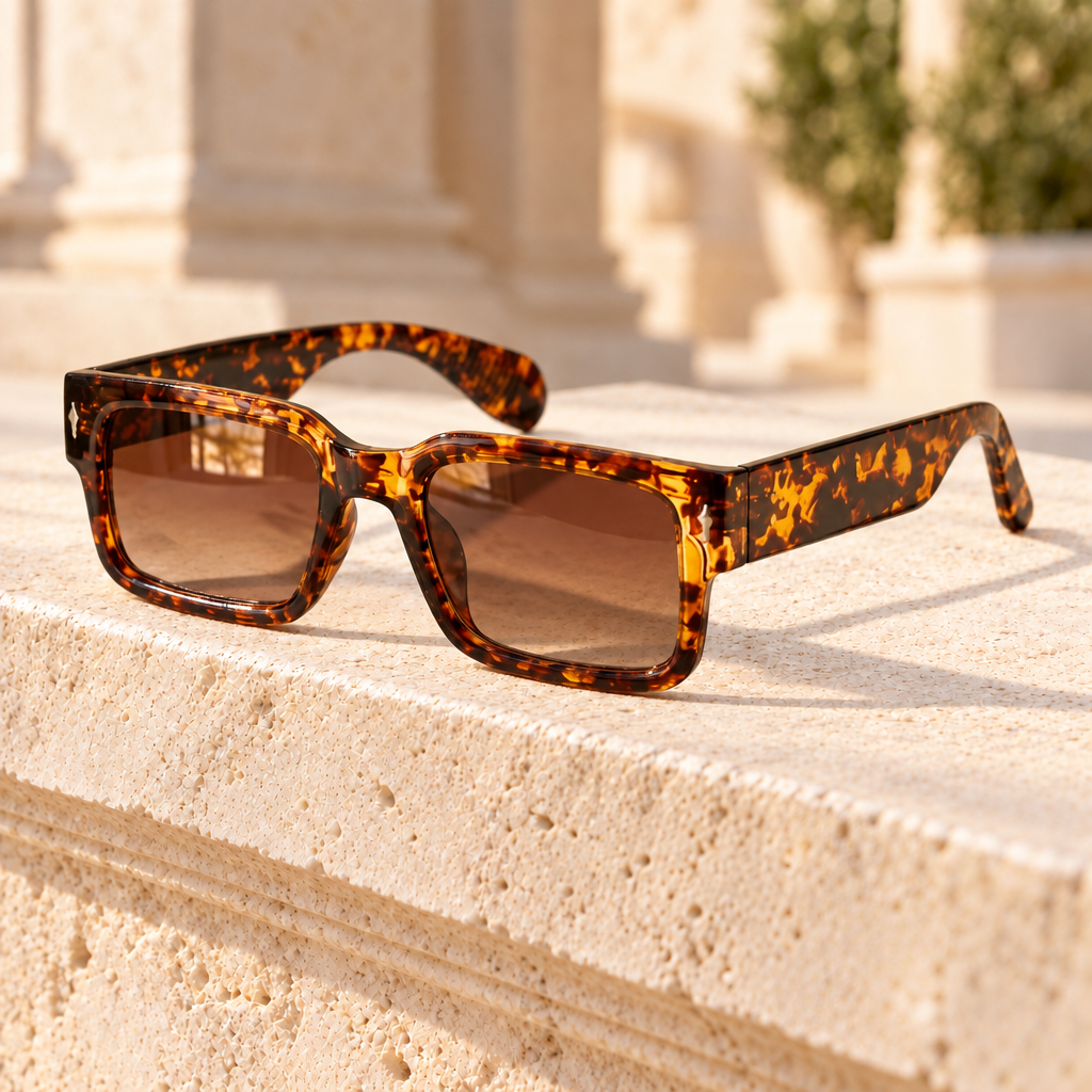 Reese Square Acetate Sunglasses — Tortoise, full frame