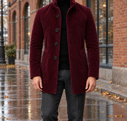 Grayson Stand-Collar Corduroy Coat  Drako™️ jackets