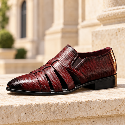 Lucian Cutout Dress Shoes — Wine, full shoe